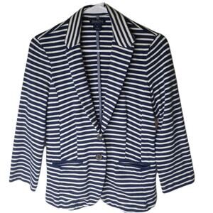 Lucky Brand preppy Navy striped nautical blazer jacket size small